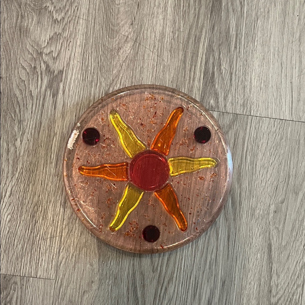 Sunburst Glass Art  vintage hot plate